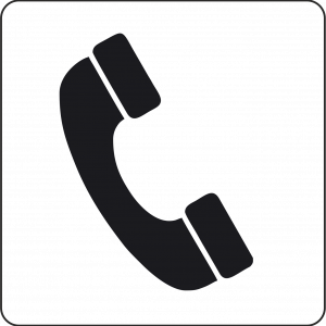ikona w kolorystyce czarno-białej: słuchawka telefonu w kwadratowej ramce