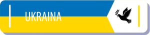 Przycisk w kolorze flagi Ukrainy (niebieski na górze a na dole żółty) odnoszący do linków dot. Ukrainy